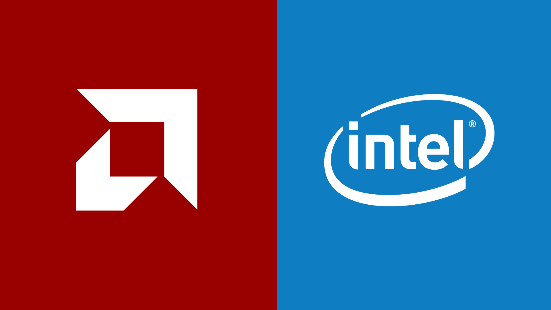 A picture of AMD and Intel logo