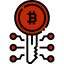 a picture of bitcoin symbol and key