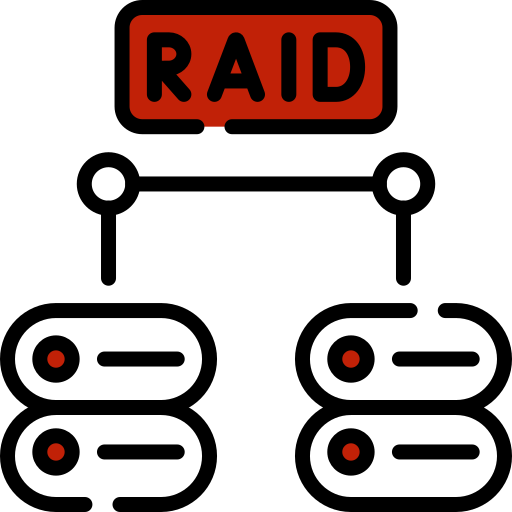 A picture of two linked server with RAID text