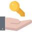 A picture of hand with key