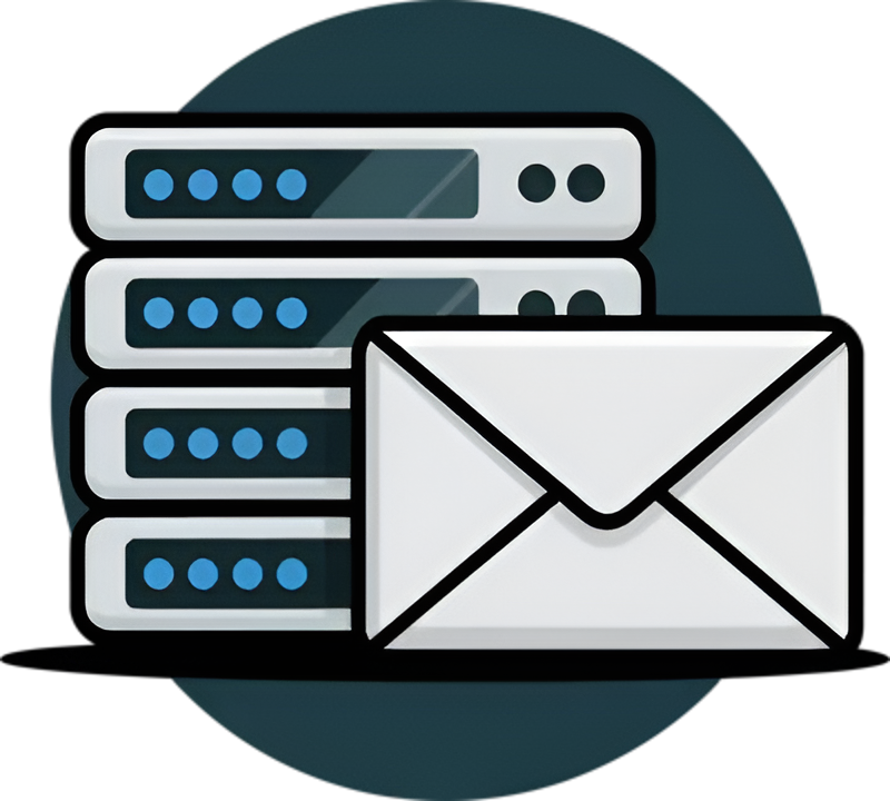 A picture of servers and envolope