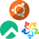 ubuntu alma and rocky OS logos
